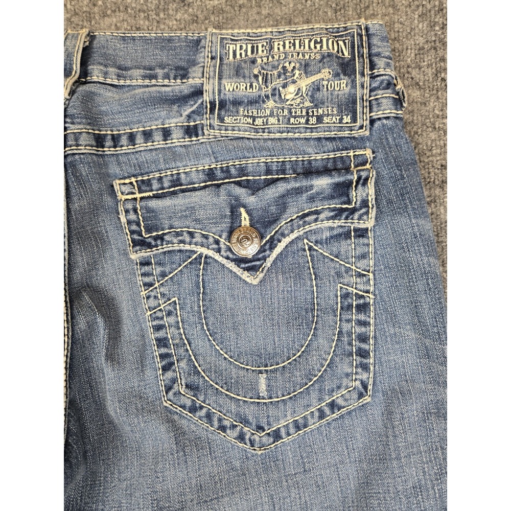 Vtg Y2K True Religion Billy Flap Jeans 38 Boot World Tour Streetwear Grunge